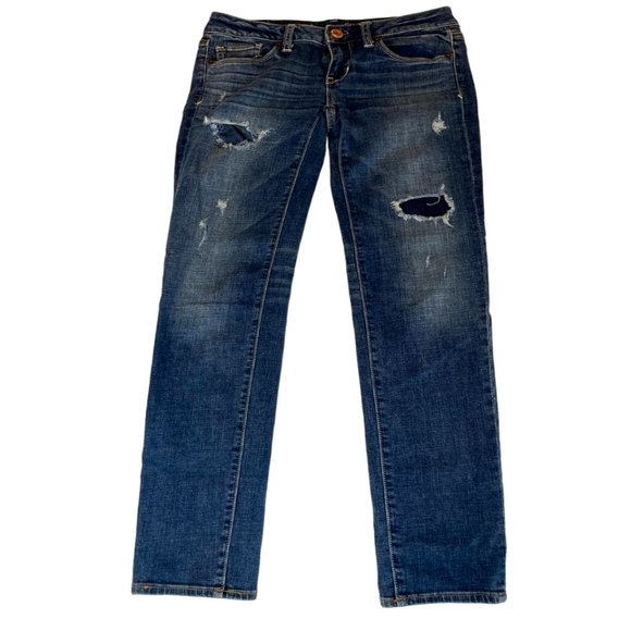 American Eagle Women's Super Stretch Skinny Jeans Low Rise Pocket Blue SZ 0Reg - Picture 1 of 10